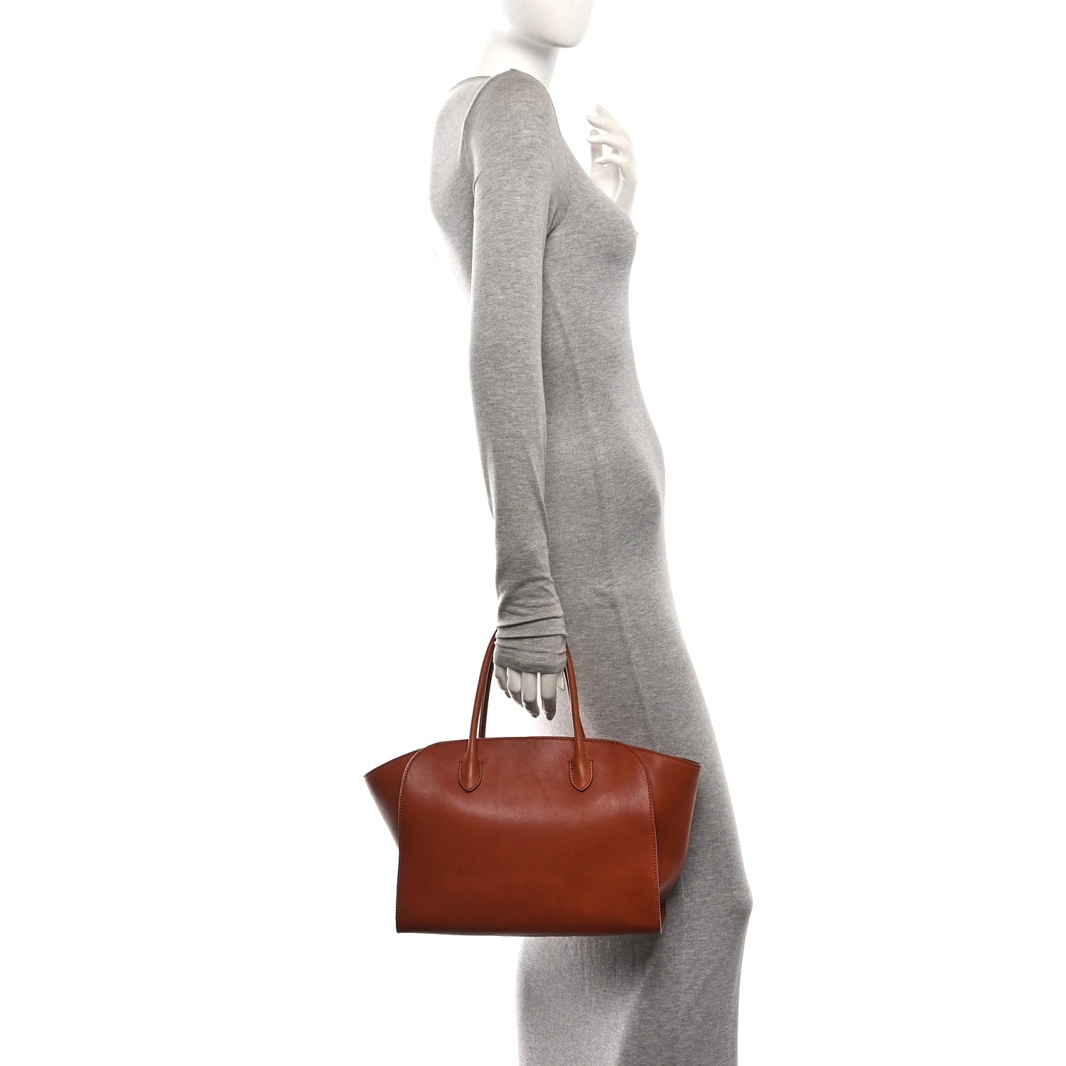The Row Polished Saddle Calfskin Marlo 12 Tote Bag Acero 2 of 9