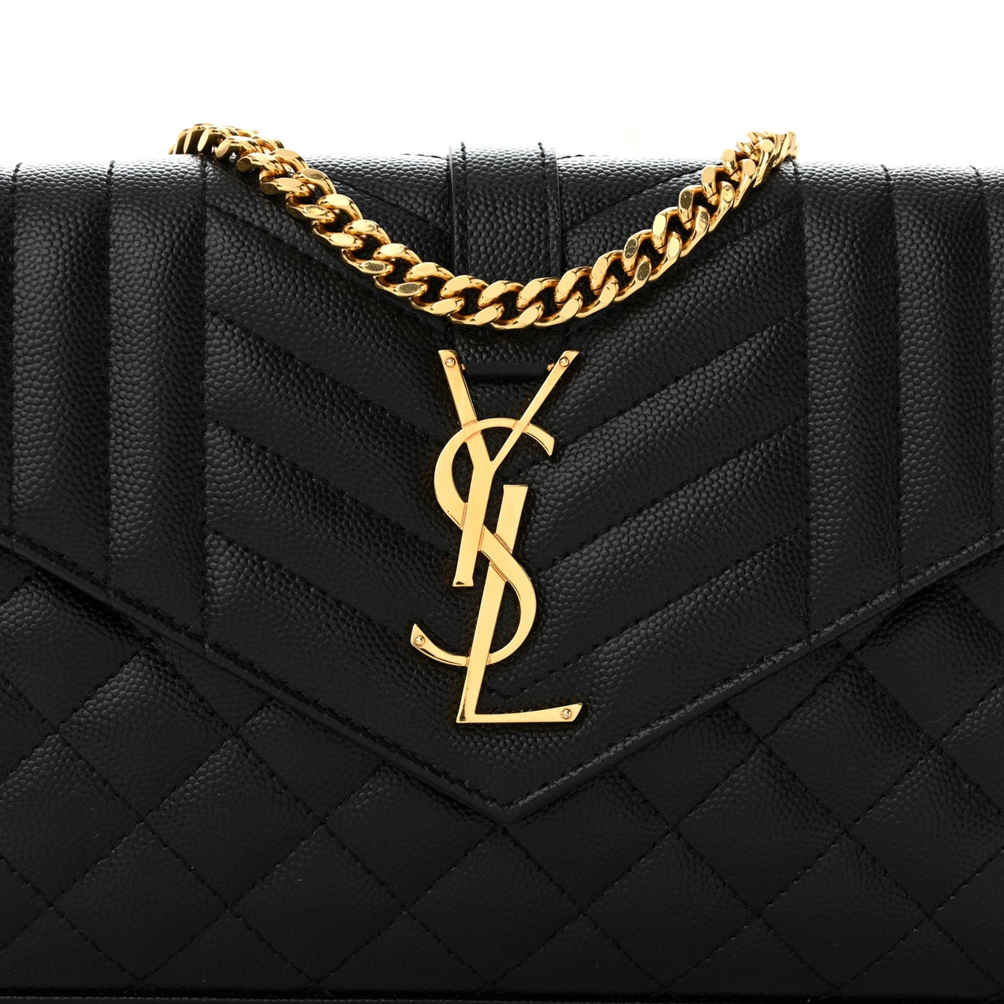 Grain De Poudre Mixed Matelasse Triquilt Monogram Chain Wallet Black
