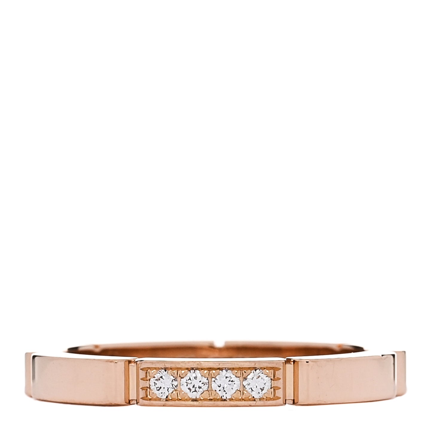 18K Pink Gold Diamond Maillon Panthere Wedding Band Ring 53 6.5