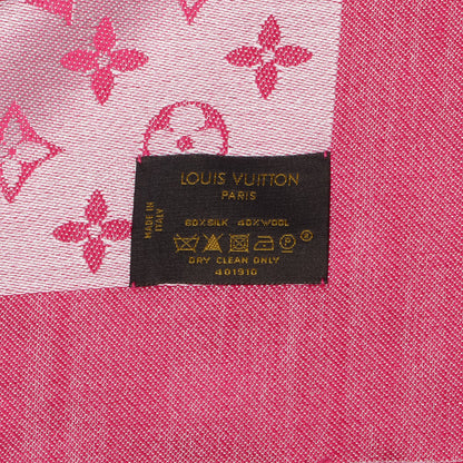 Louis Vuitton Silk Wool Monogram Denim Shawl Pivoine 5 of 5