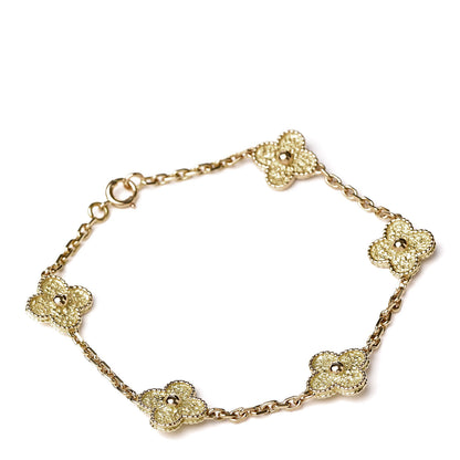 Van Cleef & Arpels 18K Yellow Gold 5 Motifs Vintage Alhambra Bracelet 1 of 6
