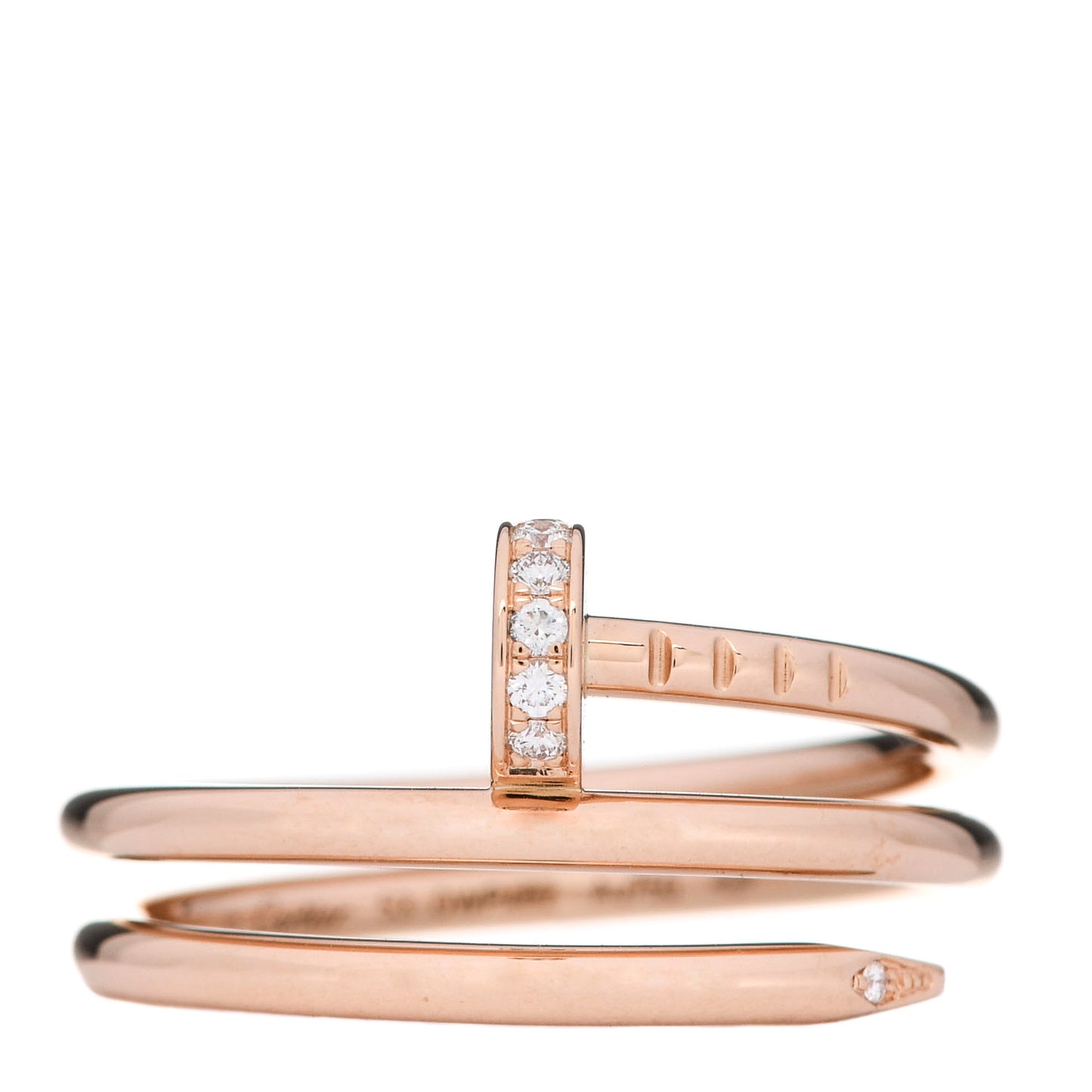 18K Pink Gold Diamond Double Juste Un Clou Ring 53 6.25