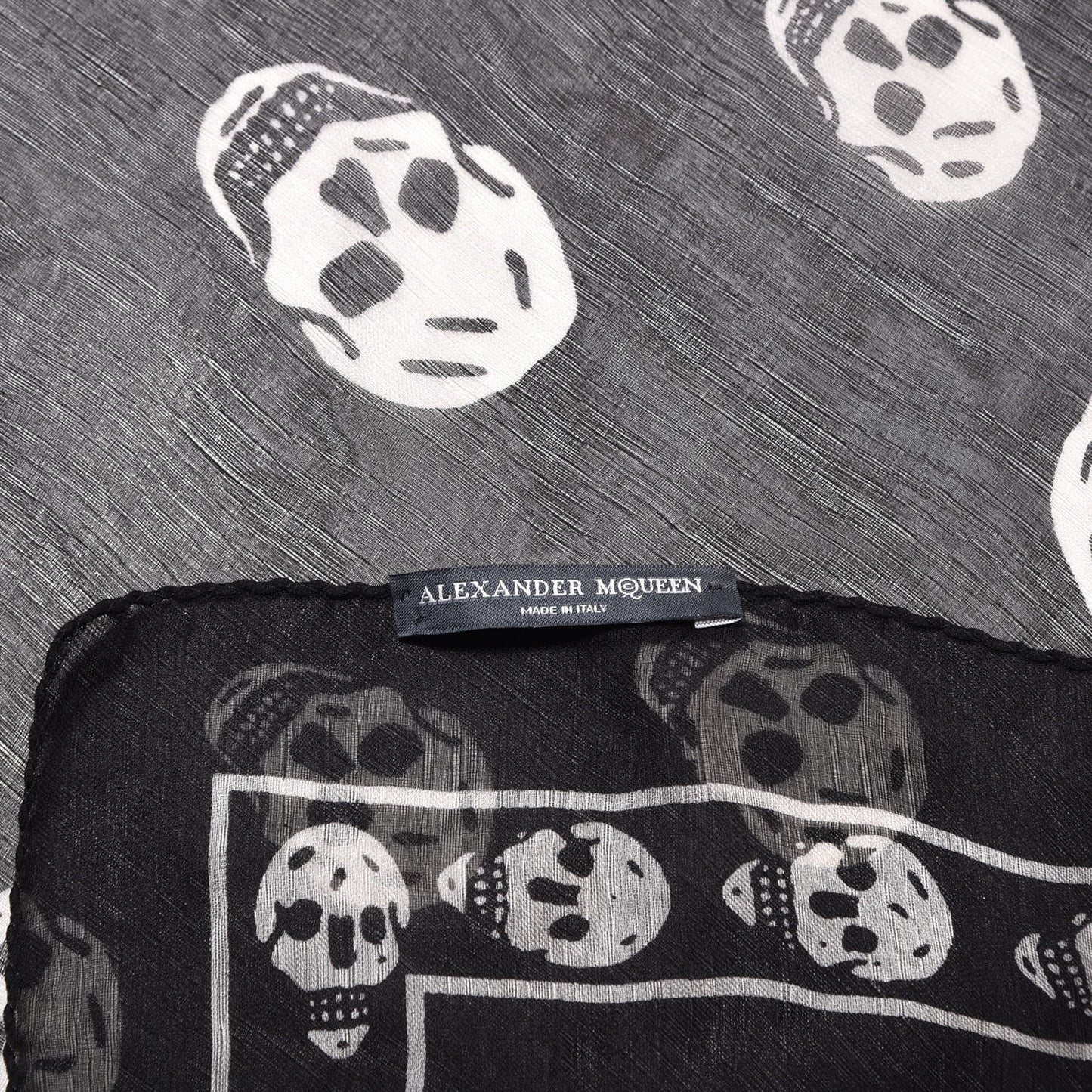 Silk Chiffon Skull Scarf Black Ivory