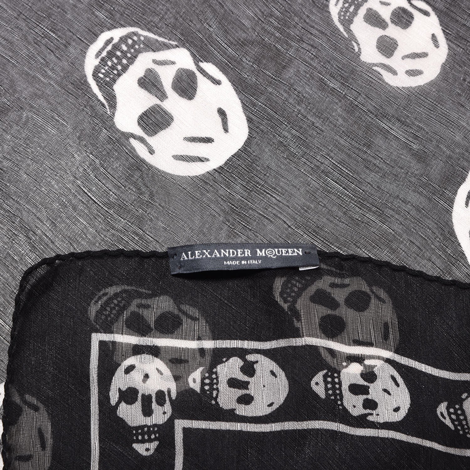 Alexander McQueen Silk Chiffon Skull Scarf Black Ivory 4 of 4
