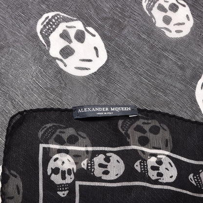 Alexander McQueen Silk Chiffon Skull Scarf Black Ivory 4 of 4