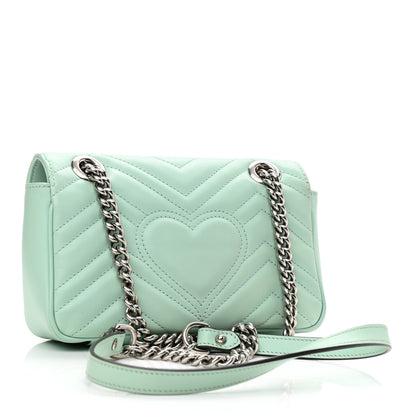 Gucci Calfskin Matelasse Mini GG Marmont Shoulder Bag Water Green 3 of 12