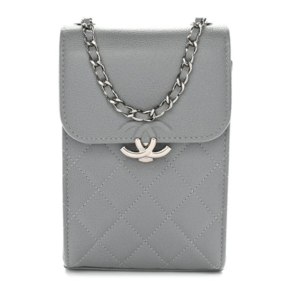 Chanel Grained Calfskin Quilted CC Box Clutch With Chain Grey 1 of 11