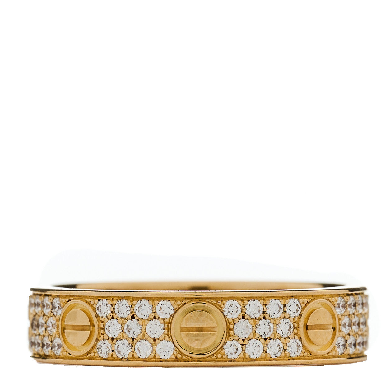 18K Yellow Gold Diamond 4mm LOVE Wedding Paved Band Ring 49 4.75