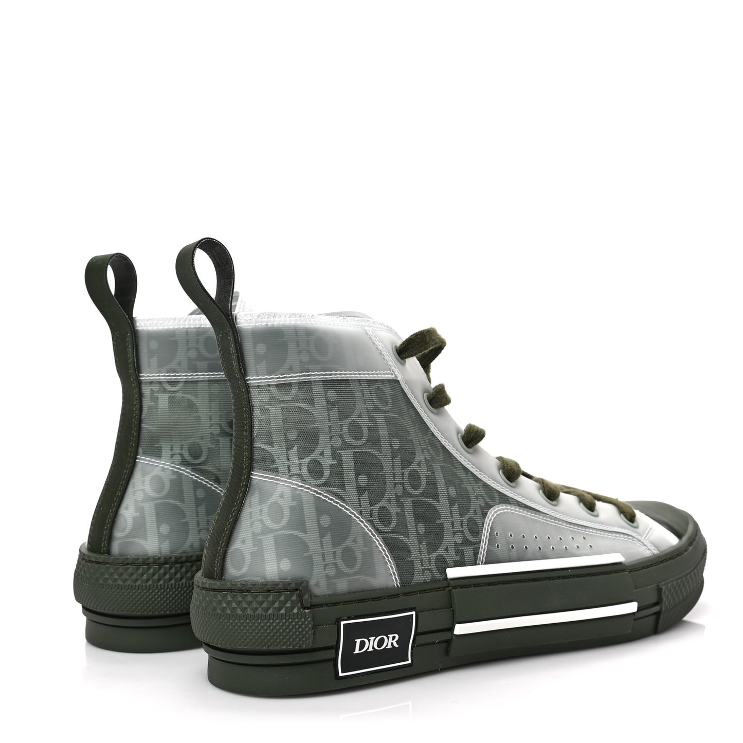 Technical Canvas Oblique Mens B23 High Top Sneakers 42 Olive