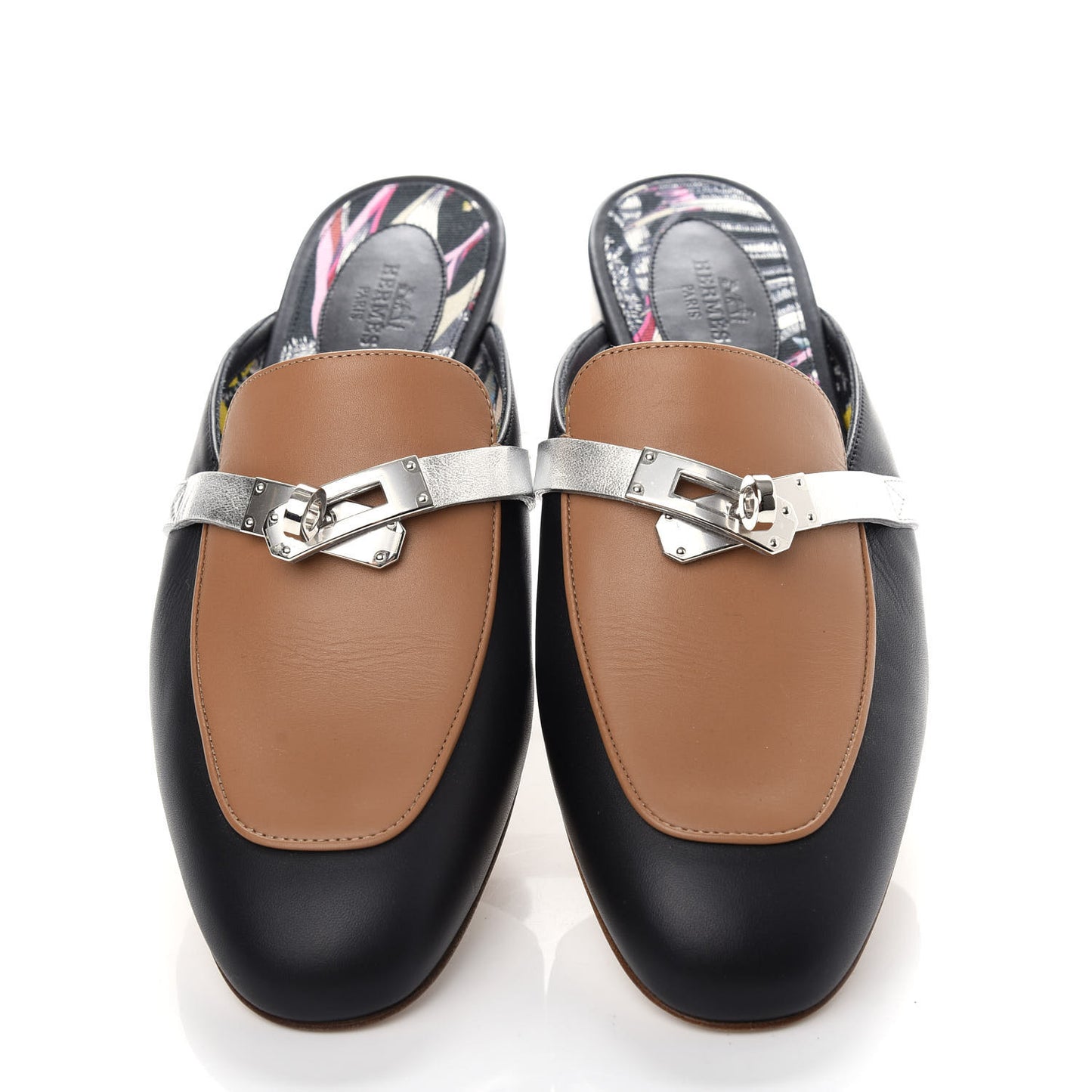 Calfskin Nappa Oz Mules 37.5 Naturel Black Multicolore