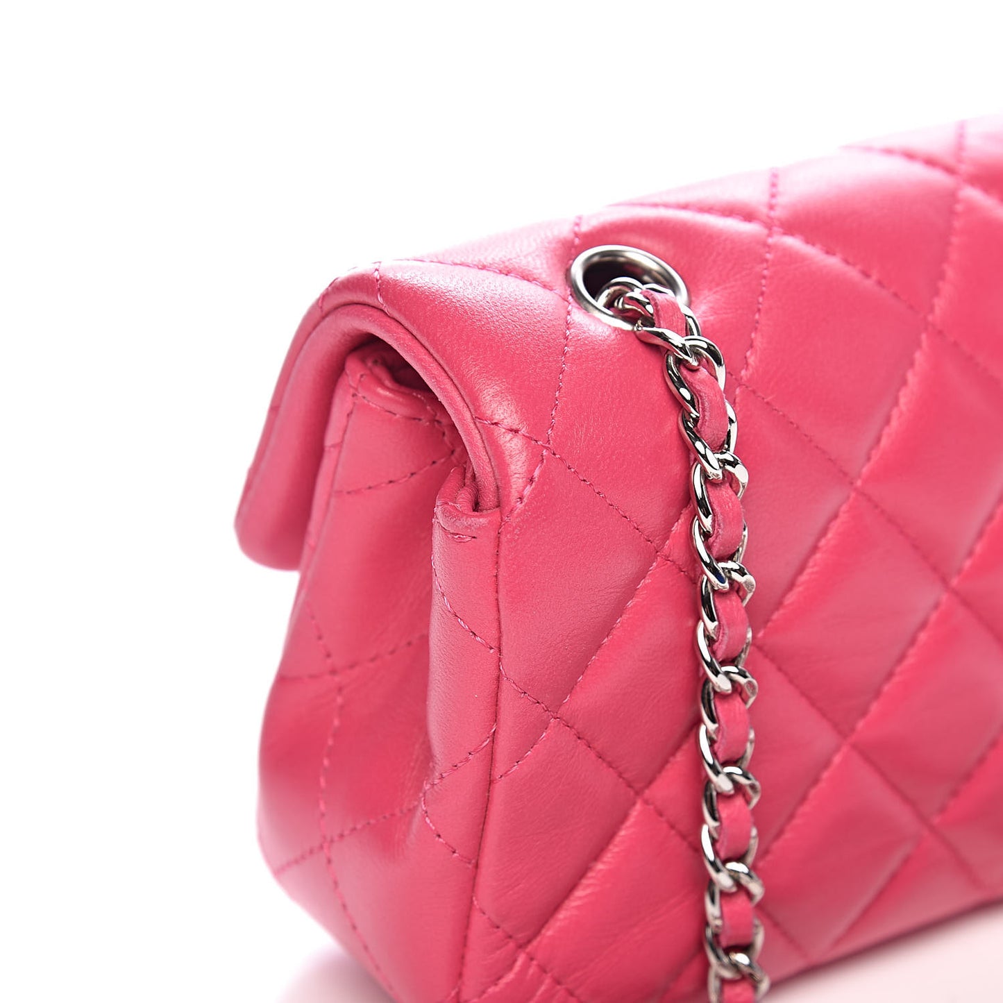 Lambskin Quilted Extra Mini Rectangular Flap Pink