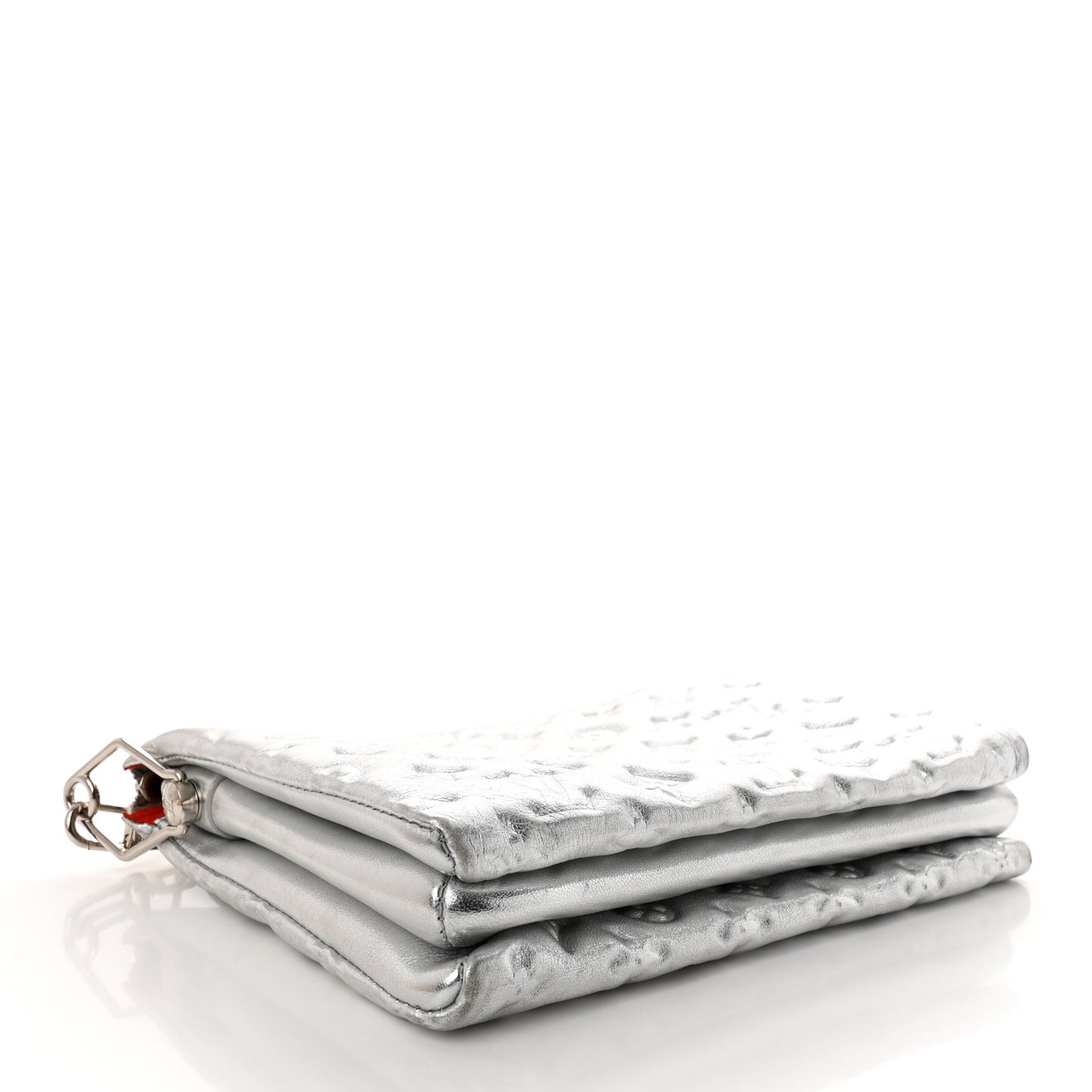 Metallic Lambskin Embossed Monogram Coussin PM Silver