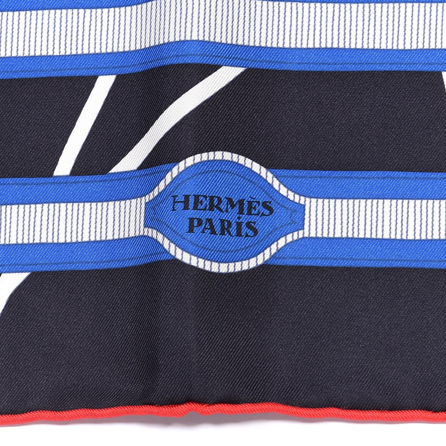 Hermes Silk Les Nouveaux Amoureux de Paris Scarf 90 Bleu Black Rouge White 2 of 4