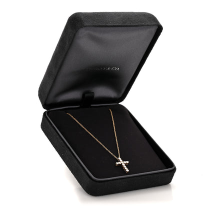 Tiffany 18K Yellow Gold Diamond Small Cross Pendant Necklace 6 of 6