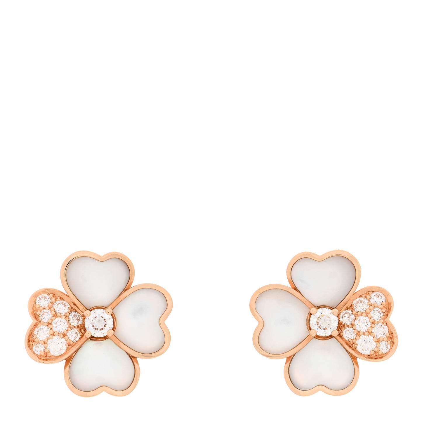 18K Rose Gold Diamond Mother of Pearl Small Cosmos Earrings