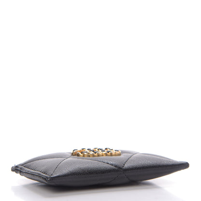 Chanel Shiny Goatskin Quilted Chanel 19 Card Holder Black 4 of 7
