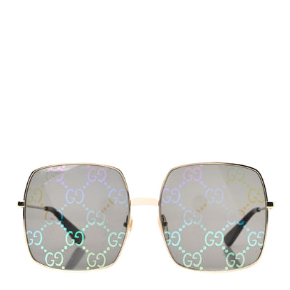 Gucci Metal Rectangular Frame Sunglasses GG0414S Gold Multicolor 2 of 8