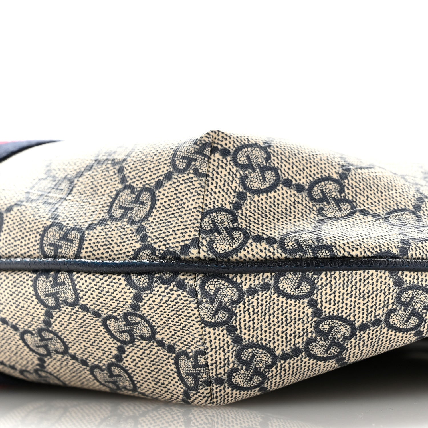 Gucci GG Supreme Monogram Textured Dollar Calfskin Web Small Ophidia Half Moon Hobo Beige Blue 10 of 10