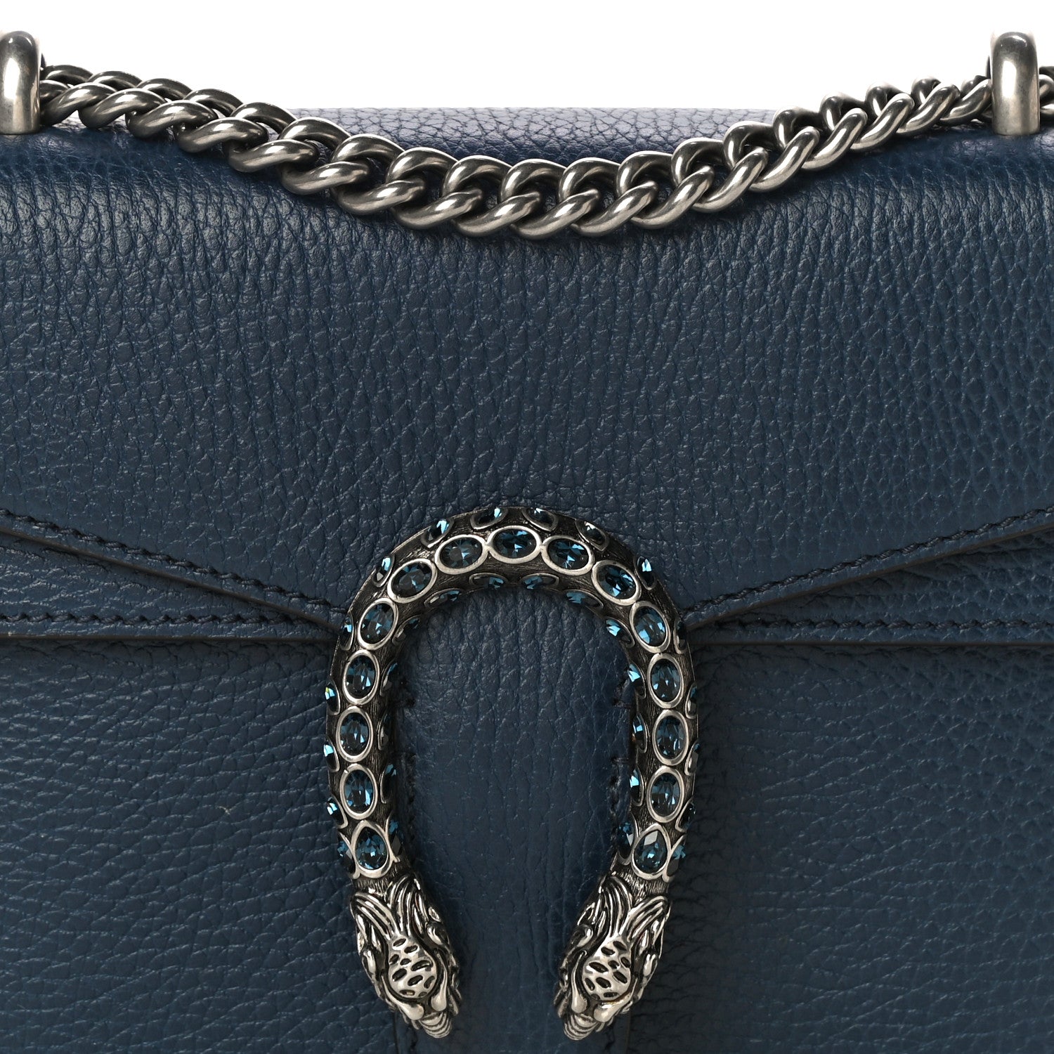 Gucci Dollar Calfskin Crystal Mini Dionysus Shoulder Bag Blue Agata Montana Sapphire 9 of 14