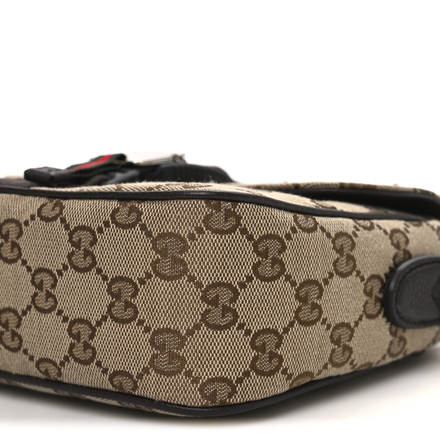 GG Supreme Monogram Textured Dollar Calfskin Mini Ophidia Buckle Shoulder Bag Beige Ebony New Acero