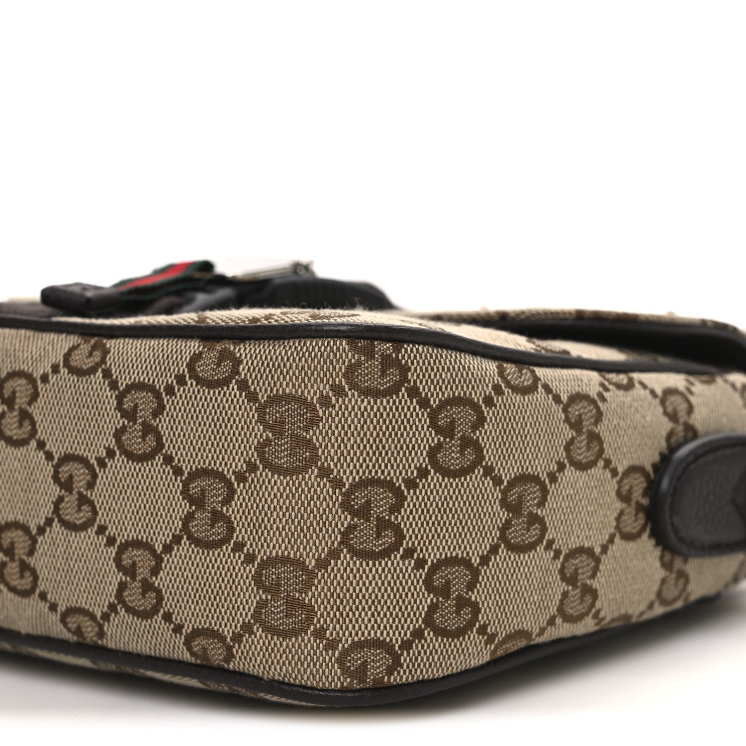 Gucci GG Supreme Monogram Textured Dollar Calfskin Mini Ophidia Buckle Shoulder Bag Beige Ebony New Acero 10 of 10
