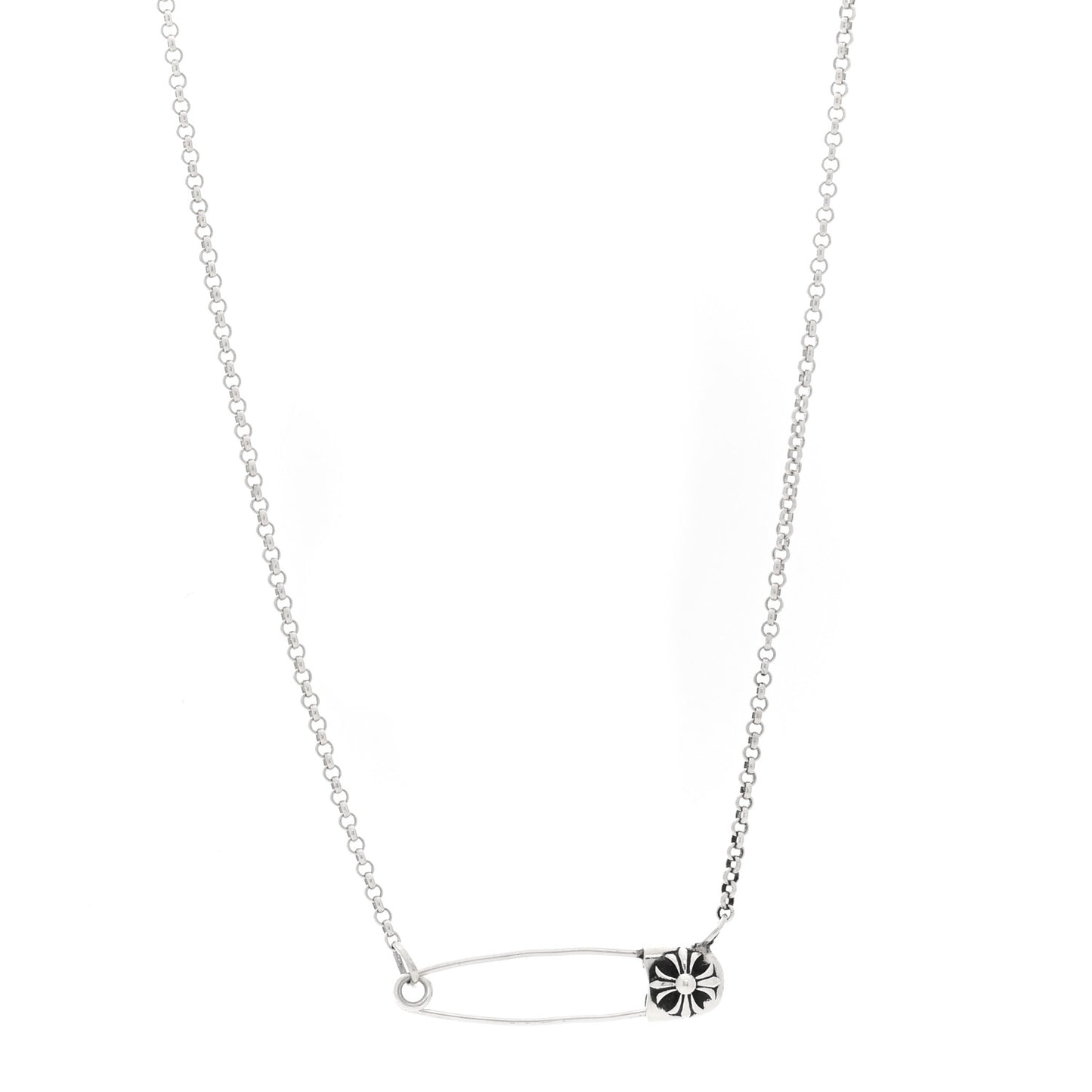 Sterling Silver Safety Pin Pendant Necklace