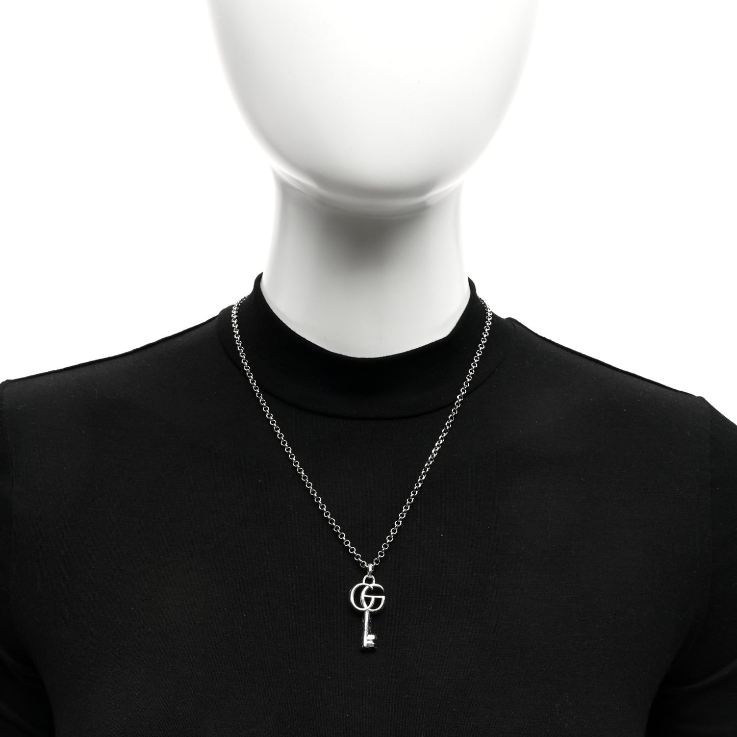Sterling Silver Double G Key Pendant Necklace