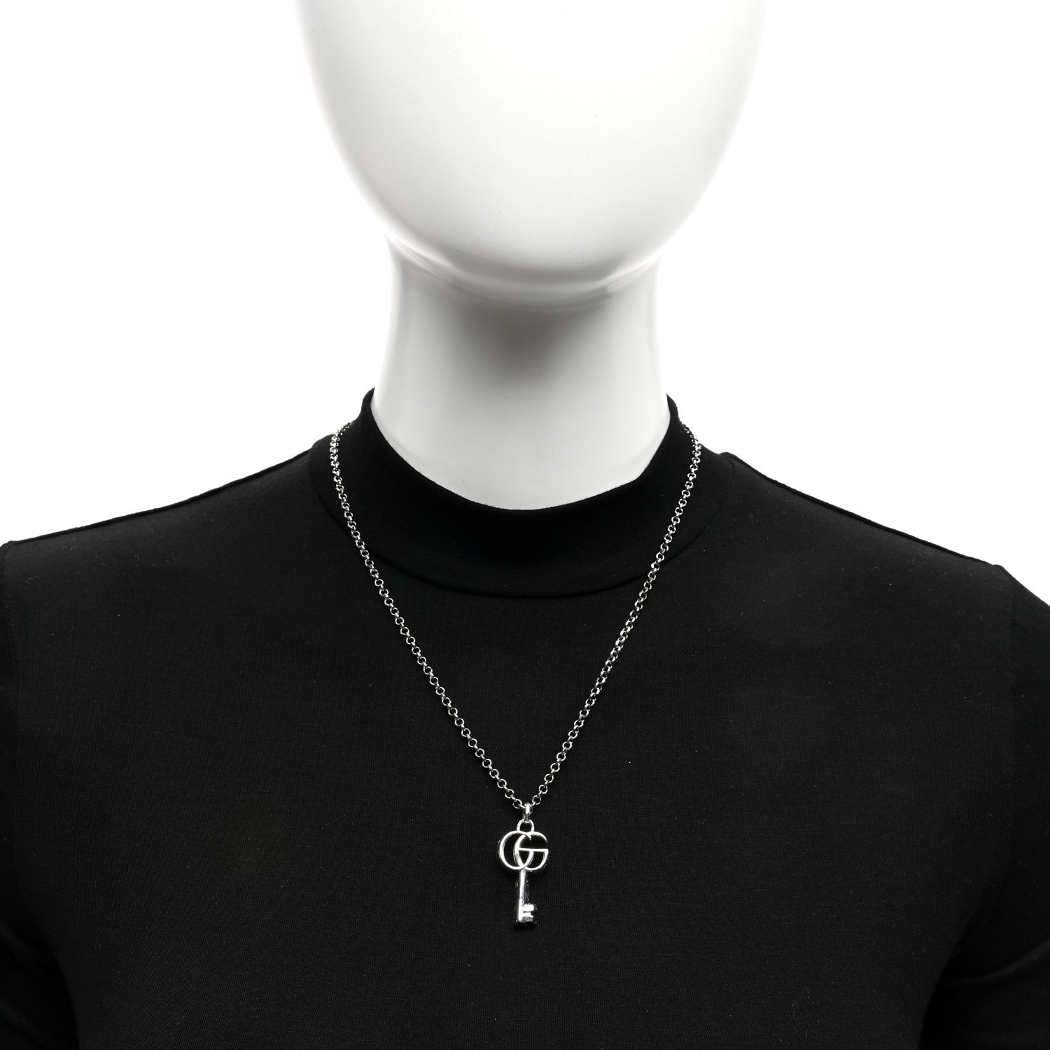 Gucci Sterling Silver Double G Key Pendant Necklace 2 of 5