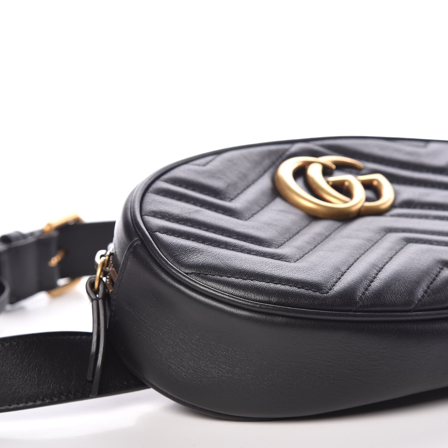 Gucci Calfskin Matelasse GG Marmont Belt Bag 95 38 Black 5 of 10