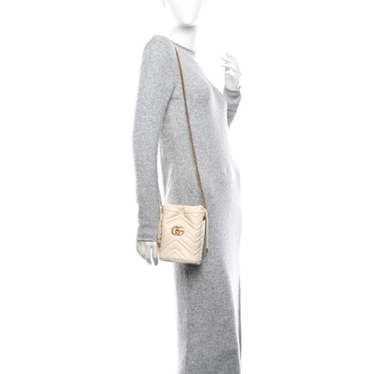 Gucci Calfskin Matelasse Mini GG Marmont 2.0 Bucket Bag White 2 of 10