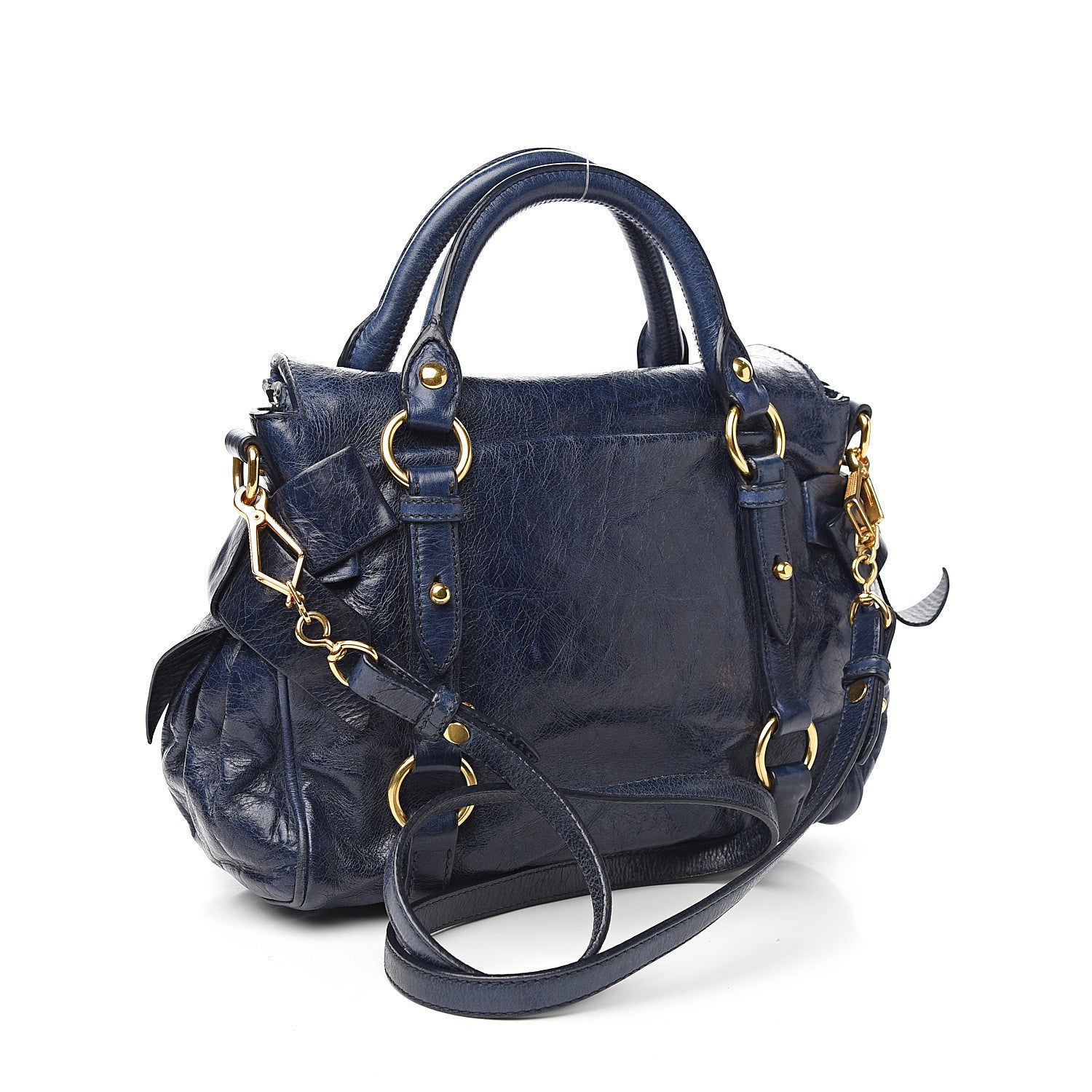 Miu Miu Vitello Lux Mini Bow Bag Bluette 2 of 8