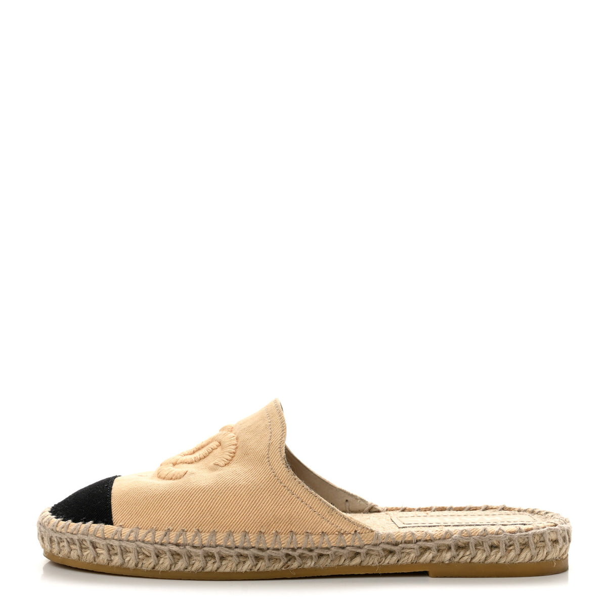 Denim CC Espadrille Mules 37 Beige Black