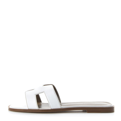 Hermes Box Calfskin Oran Sandals 39 White 1 of 9
