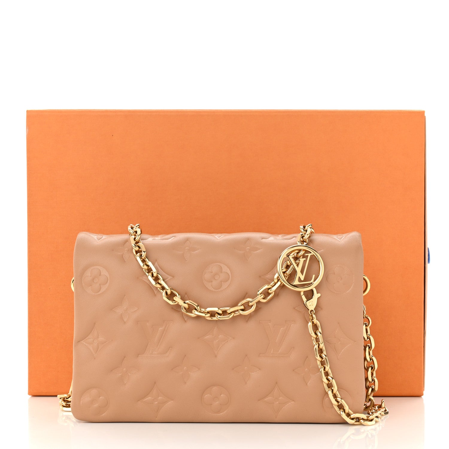 Louis Vuitton Lambskin Embossed Monogram Pochette Coussin Camel 10 of 10