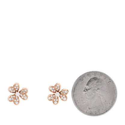 Van Cleef & Arpels 18K Rose Gold Diamond Mini Frivole Pave Earrings 2 of 4