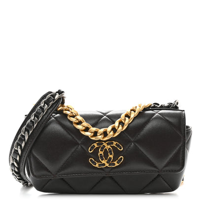 Chanel Goatskin Quilted Chanel 19 Glasses Case With Chain Brown 1 of 12