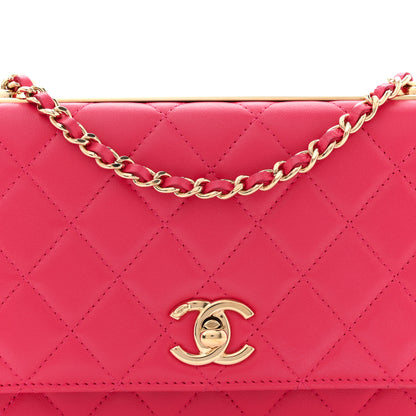 Chanel Lambskin Quilted Trendy CC Wallet On Chain WOC Dark Pink 8 of 14