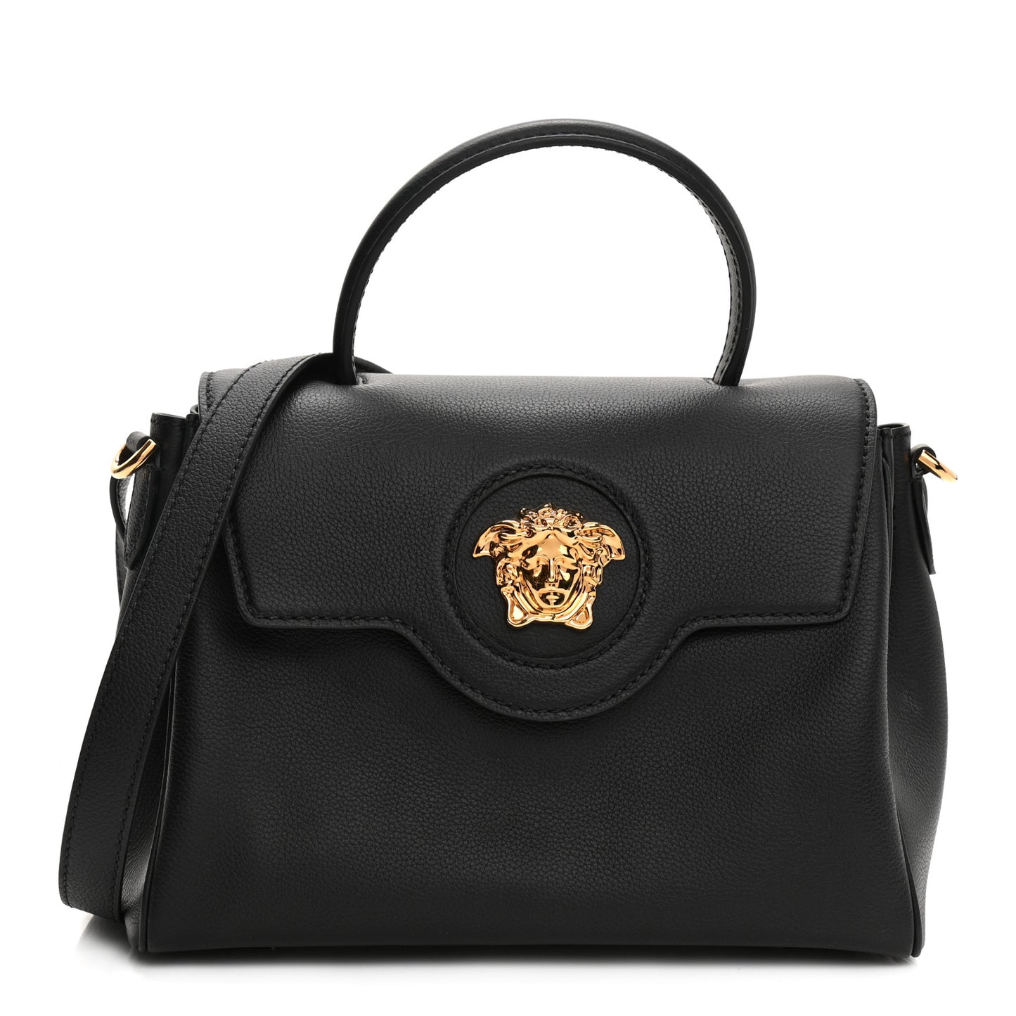 Calfskin Medium La Medusa Top Handle Handbag Black