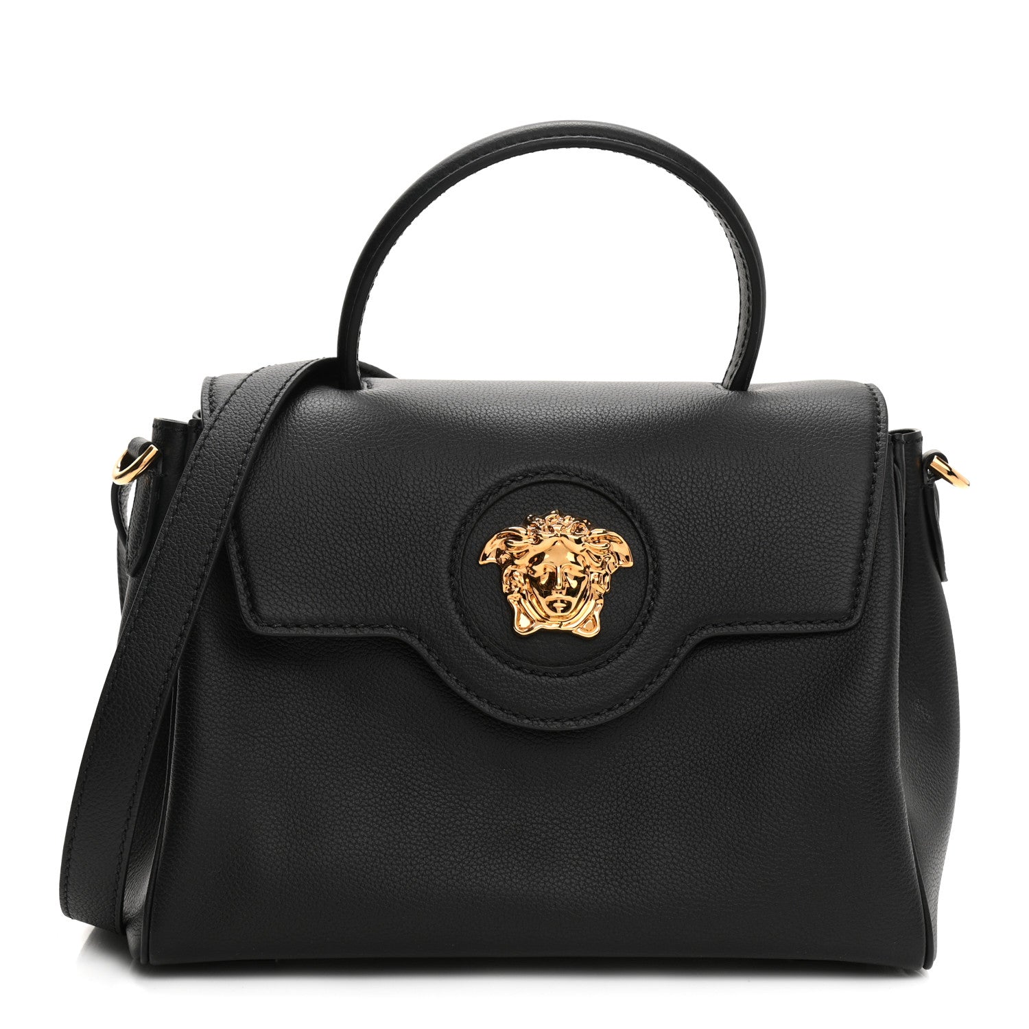 Versace Calfskin Medium La Medusa Top Handle Handbag Black 1 of 21