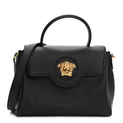 Versace Calfskin Medium La Medusa Top Handle Handbag Black 1 of 21
