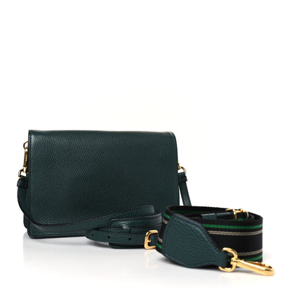Prada Vitello Daino Double Strap Flap Crossbody Billardo 3 of 9