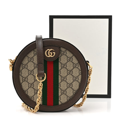 Gucci GG Supreme Monogram Web Mini Ophidia Round Shoulder Bag Brown 11 of 11