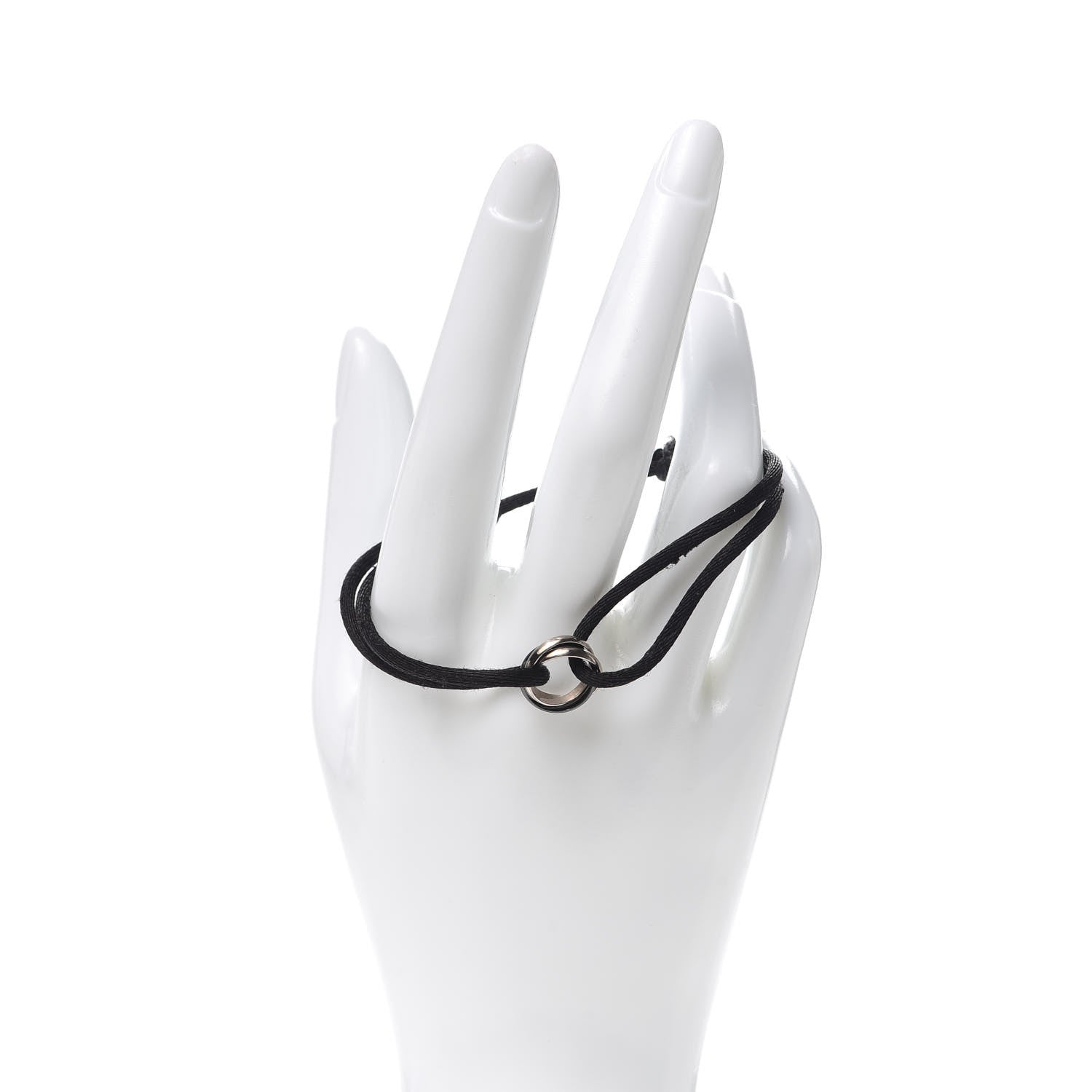 Cartier 18K White Gold Ceramic Trinity Cord Bracelet Black 2 of 6