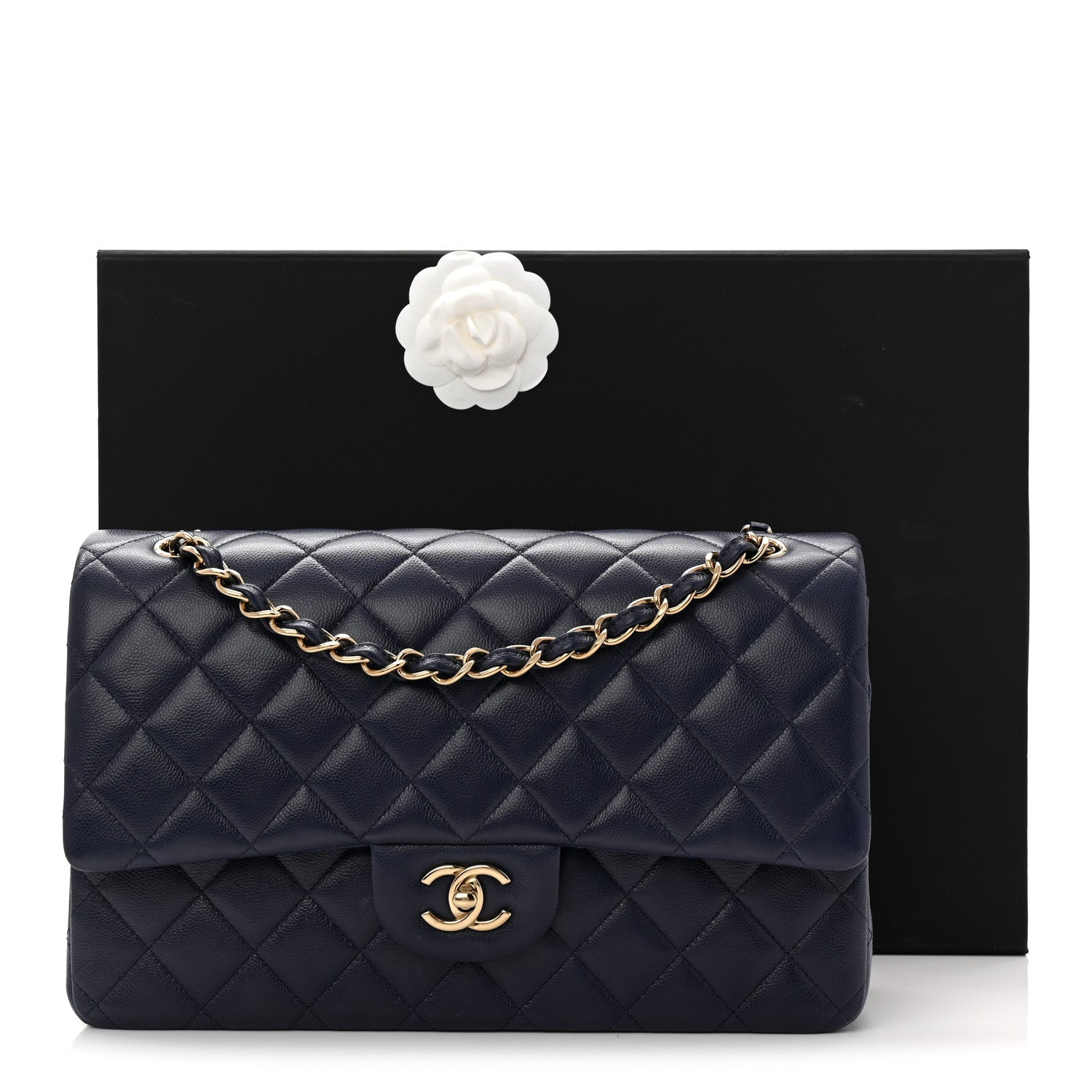 Chanel Caviar Quilted Jumbo Double Flap Dark Navy 11 of 11