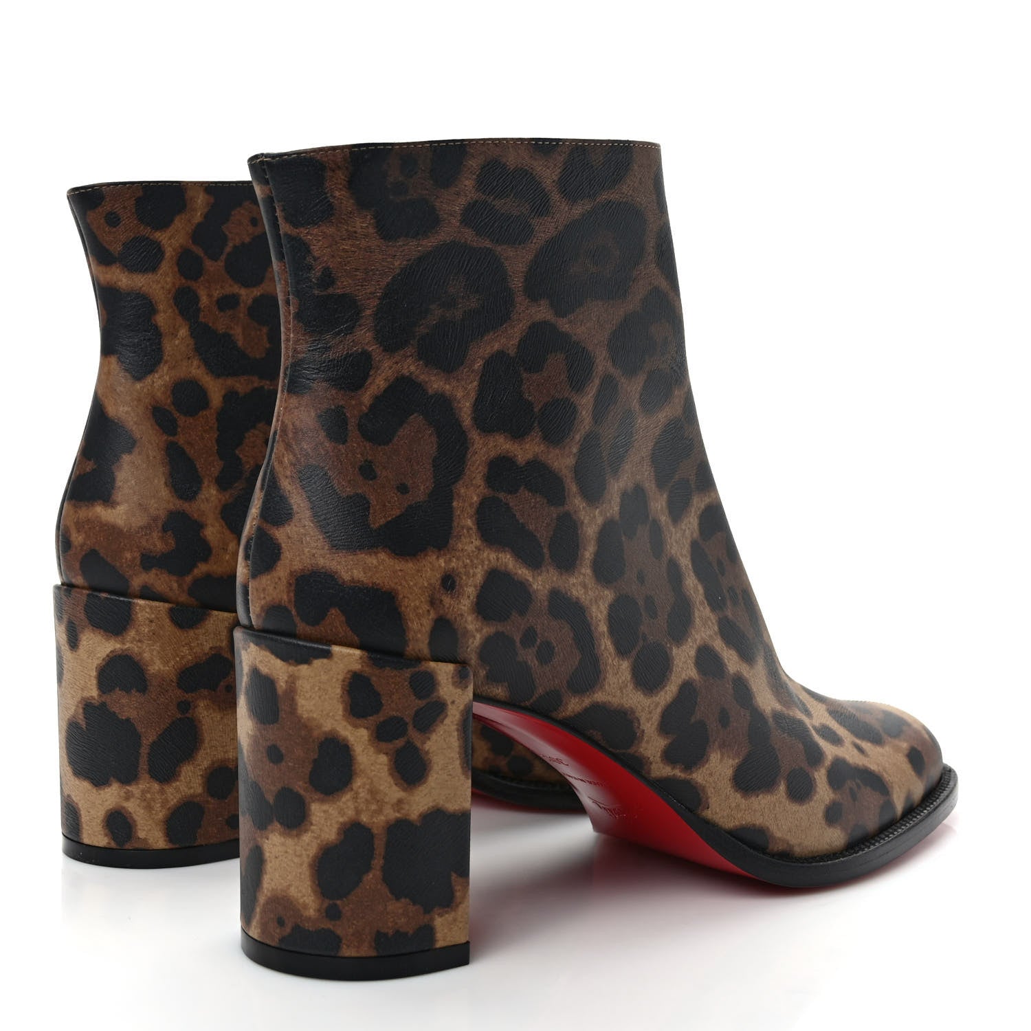 Christian Louboutin Calfskin Leopard Printed Luxor Adoxa 70 Ankle Boots 38.5 Brown 4 of 7