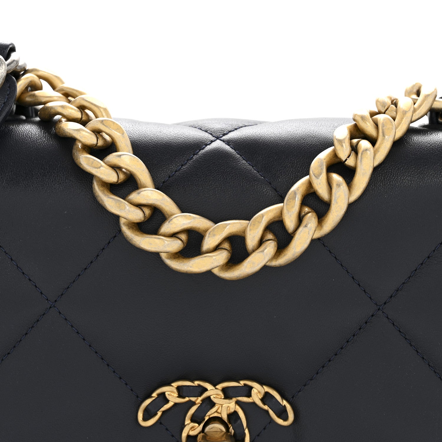 Chanel Lambskin Quilted Medium Chanel 19 Flap Navy Blue 8 of 14