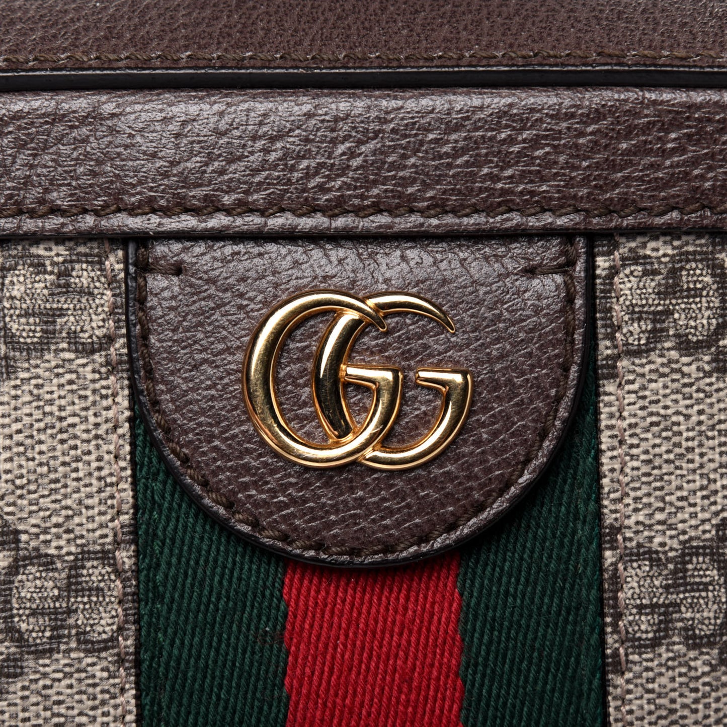 GG Supreme Monogram Web Small Ophidia Top Handle Shoulder Bag Brown