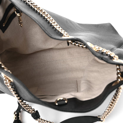 Gucci Pebbled Calfskin Medium Soho Chain Shoulder Bag Black 5 of 12