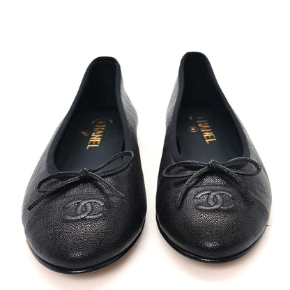 Chanel Caviar CC Cap Toe Ballerina Flats 41 Black 3 of 10