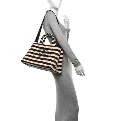Prada Canapa Striped Logo Tote Tabacco 2 of 11